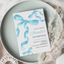 ブルーコケットボウ誕生日招待状