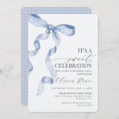 ブルーコケットボーガールバースデーパーティーの招待 (正面/裏面)