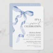 ブルーコケットボーガールバースデーパーティーの招待 (正面/裏面)