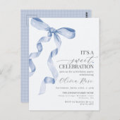 ブルーコケットボーガールバースデーパーティーの招待 ポストカード (正面/裏面)