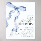 ブルーコケットボーガールバースデーパーティー歓迎サイン ポスター (正面)