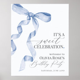ブルーコケットボーガールバースデーパーティー歓迎サイン ポスター