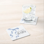 ブルーコケットボーガールベビーシャワーデコール スクエアペーパーコースター (インサイチュ)