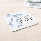 ブルーコケットボーガールベビーシャワーデコール スクエアペーパーコースター (アングル)