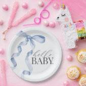 ブルーコケットボーガールベビーシャワーデコール ペーパープレート (パーティー)