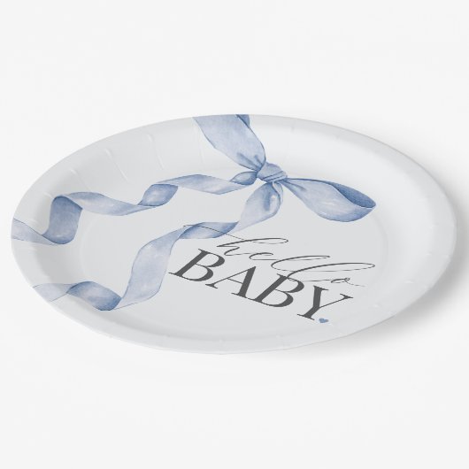 ブルーコケットボーガールベビーシャワーデコール ペーパープレート (アングル)