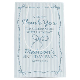 ブルーコケットボーパステルストライプの誕生日フリット ミディアムペーパーバッグ