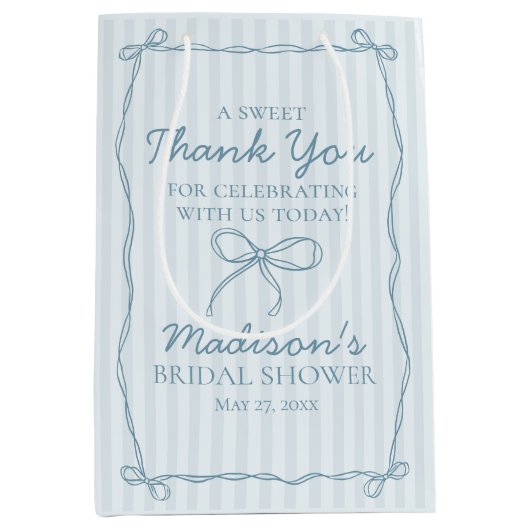 ブルーコケットボーパステルブライダルシャワーフリット ミディアムペーパーバッグ (正面)