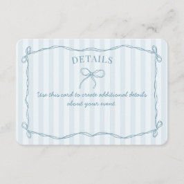 ブルーコケットボーパステル詳細招待状インサート エンクロージャーカード