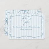 ブルーコケットボーパステル詳細招待状インサート エンクロージャーカード (正面/裏面)