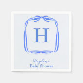 ブルーコケットモノグラムナパーソナライズされたプキン スタンダードカクテルナプキン (正面)