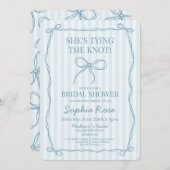 ブルーコケット弓タイイングザノットブライダルシャワー 招待状 (正面/裏面)