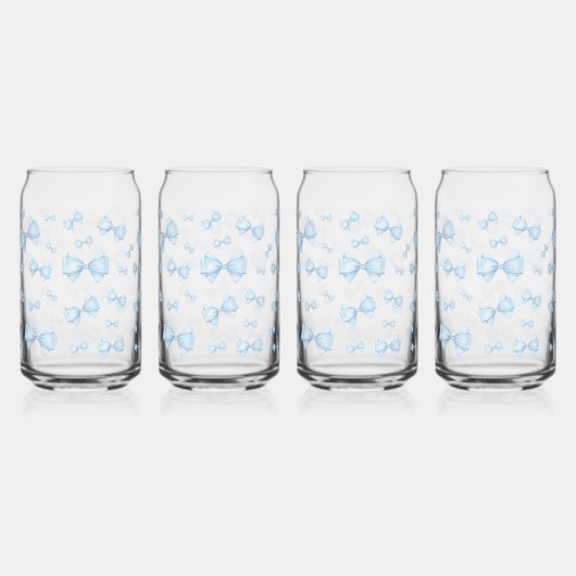 ブルーコケット弓パターン ガラス缶 (正面)