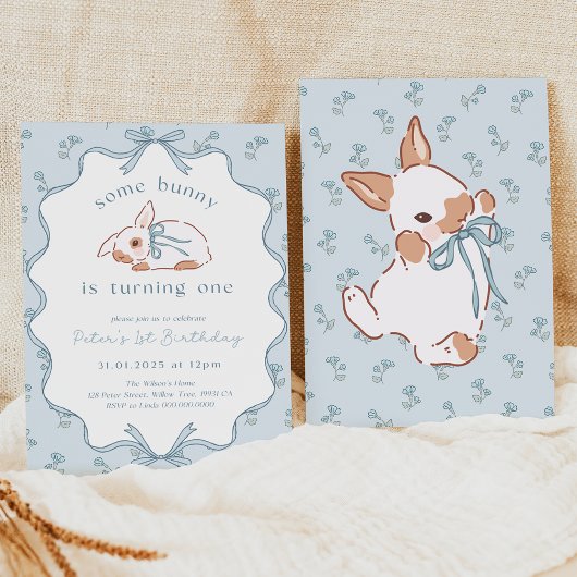 ブルーコケット誕生日招待状 Some Bunny 招待状