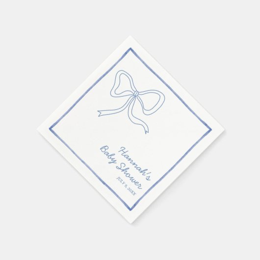 ブルーコケパーソナライズされたットバウベビーシャワーナプキンズ スタンダードカクテルナプキン (角)