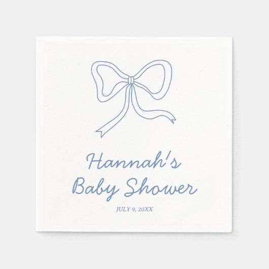 ブルーコケパーソナライズされたットバウベビーシャワーナプキンズ スタンダードカクテルナプキン (正面)