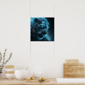 ブルーコズミックグローライオン ポスター (キッチン)