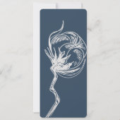 ブルーコットンプラントラインアート結婚の詳細 招待状 (裏面)