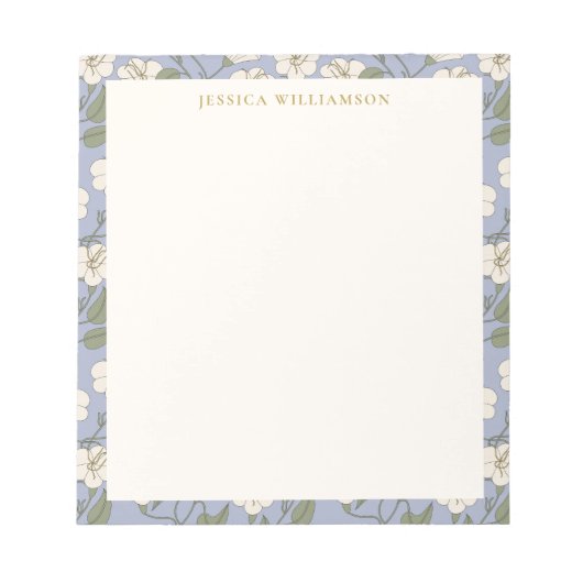 ブルーコテージコアフローラパーソナライズされた名 ノートパッド (正面)