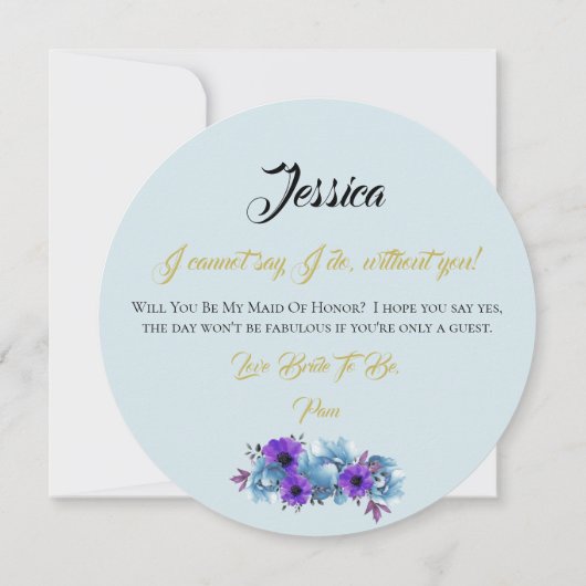 ブルーコテージバラ結婚ズスイートビーマイブリーズメイド 招待状 (裏面)