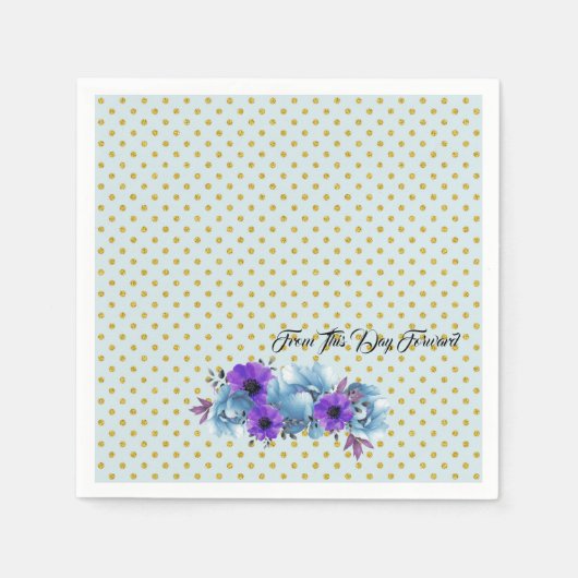 ブルーコテージ素朴バラ結婚ズスイートパーティー スタンダードカクテルナプキン (正面)