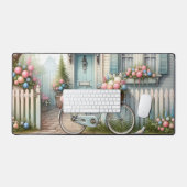 ブルーコテージ自転車春花籠 デスクマット (キーボード&マウス)