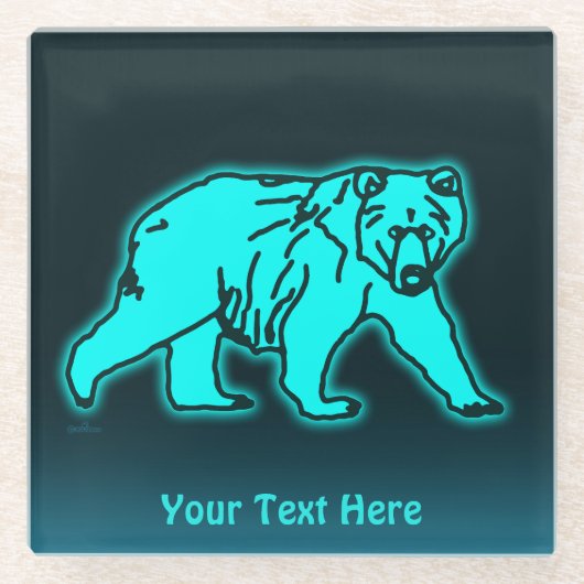 ブルーコディアックベア ガラスコースター (正面)