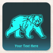 ブルーコディアックベア スクエアペーパーコースター (正面)