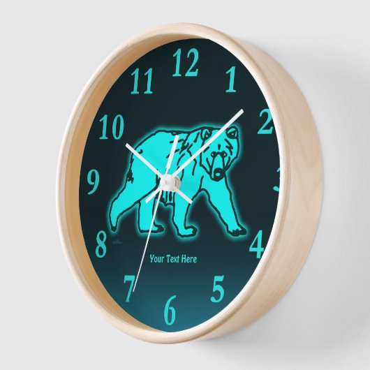 ブルーコディアックベア 壁時計 (傾斜)