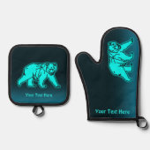 ブルーコディアックベア 鍋つかみ&鍋敷きセット (正面)