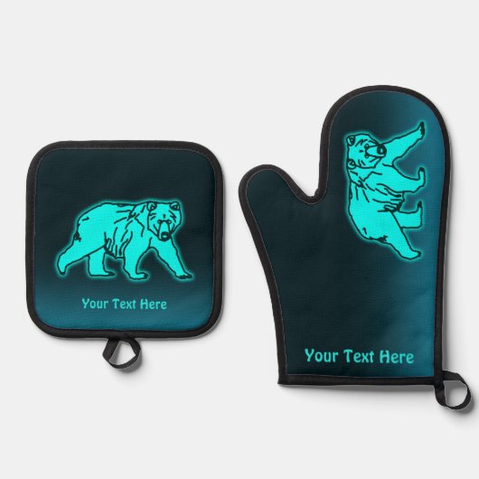 ブルーコディアックベア 鍋つかみ&鍋敷きセット (正面)