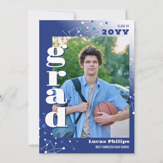 ブルーコネクションズ 2in1 フォト 卒業 招待状 (正面)