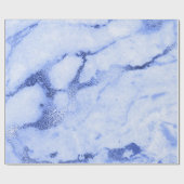 ブルーコバルトグレーホワイトマーブルメタルモノクロ ラッピングペーパー (フラット)