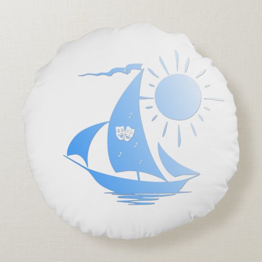 ブルーコメディと悲劇シアターセーリングボート ラウンドクッション (裏面)