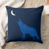 ブルーコヨーテハウリングザムーンモノグラム両面 クッション (ブランケット)