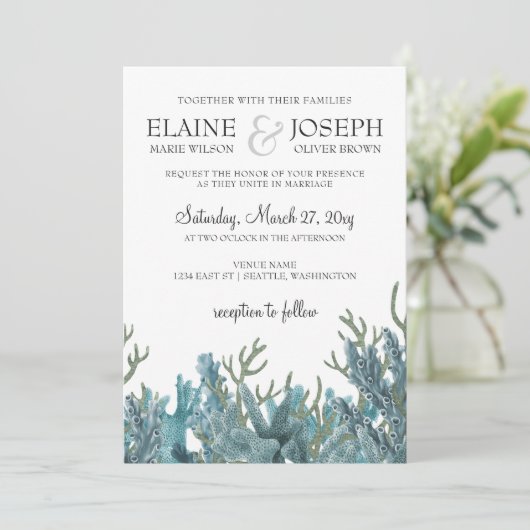 ブルーコラルズアンダーザシー結婚式招待状 招待状 (スタンド正面)