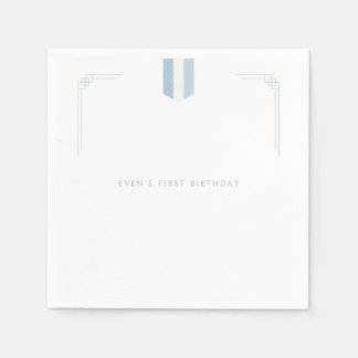 ブルーコリアン男の子1歳の誕生日ドルジャンチ スタンダードカクテルナプキン