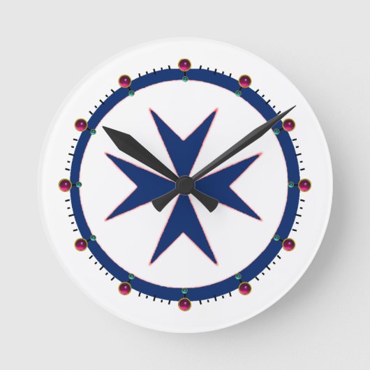 ブルーコルセアスタイル八角形 ラウンド壁時計 (正面)