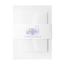 ブルーコロニアルハウス/マンション/マノー結婚ズ 招待状ベリーバンド