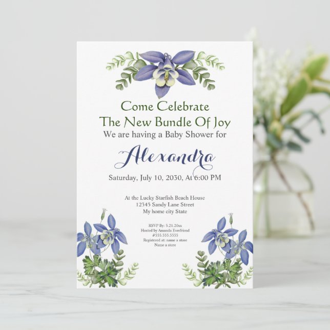 ブルーコロンビアインの花を飾ったベイビーシャワー (スタンド正面)