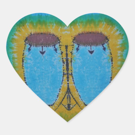 ブルーコンガドラム絞り染め ハートシール (正面)