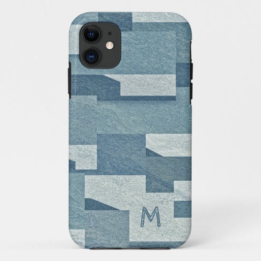 「ブルーコンクリート」カスタムモノグラム電話ケース Case-Mate iPhoneケース (裏面)