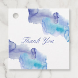 ブルーコンテンポラリーの結婚感謝メッセージカード フェイバータグ
