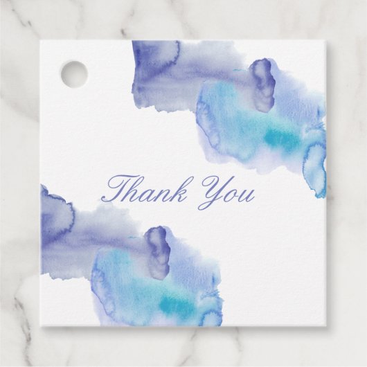 ブルーコンテンポラリーの結婚感謝メッセージカード フェイバータグ (正面)