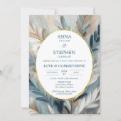 ブルーコンテンポラリーエレガンスの献身式 招待状 (正面)