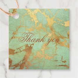 ブルーコンテンポラリー&金ゴールドマーブルデザインメッセージカード フェイバータグ