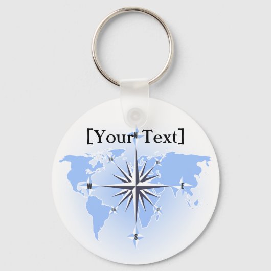 ブルーコンパスバラワールドマップキーチェーン キーホルダー (正面)