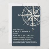 ブルーコンパス | 海洋 ベビーシャワー 招待状 (正面)