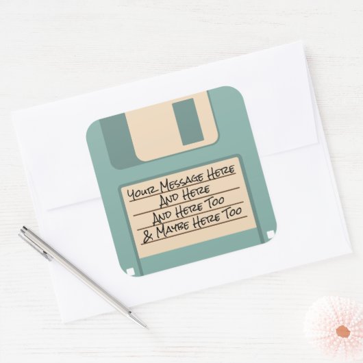 ブルーコンピュータ旧学校フロッピーディスクステッカー スクエアシール (封筒)