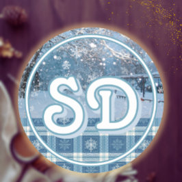 ブルーコージープライド雪の冬のカントリークリスマス ラウンドシール